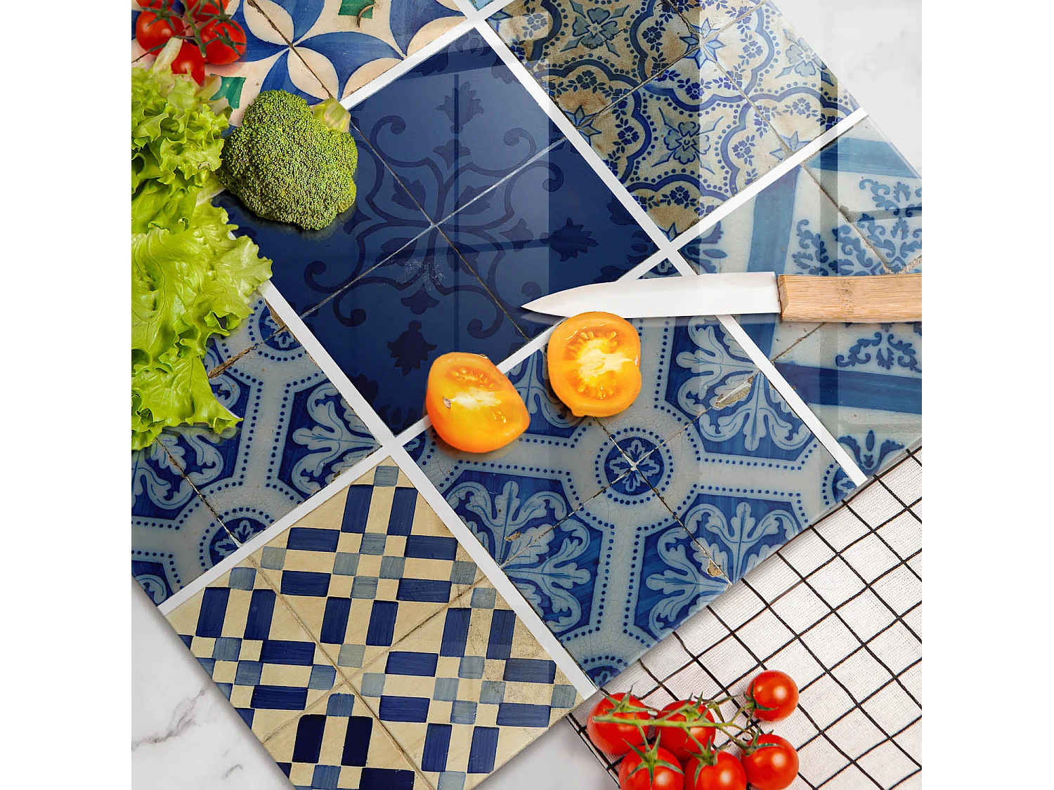 Planche de cuisine rectangulaire en verre, 80x52 cm Carreaux décoratifs