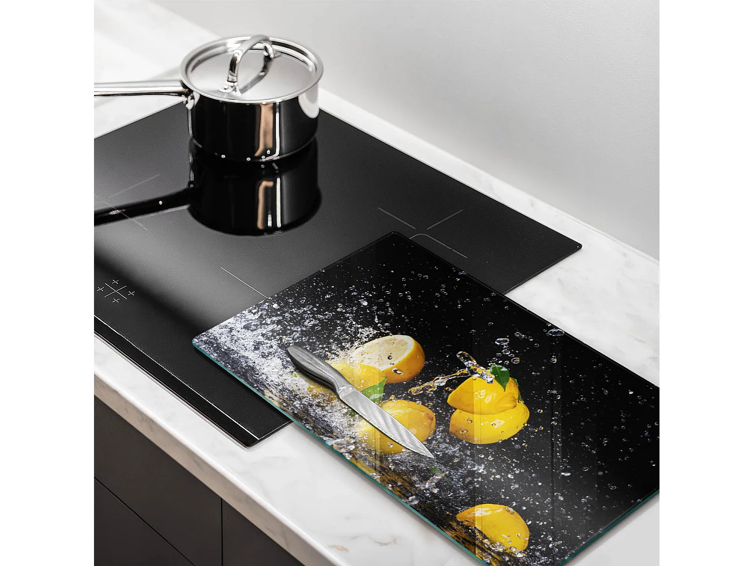 Planche de cuisine rectangulaire en verre, 52x30 cm Fruit citron juteux