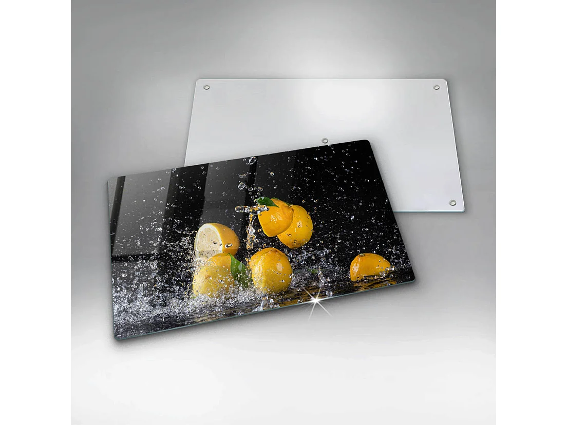 Planche de cuisine rectangulaire en verre, 52x30 cm Fruit citron juteux