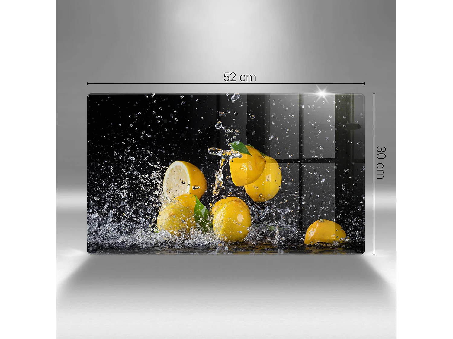 Rechteckiges Küchenbrett aus Glas, 52x30 cm Saftige Zitronenfrucht