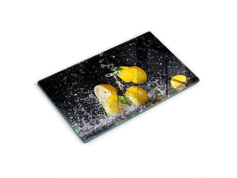 Rechteckiges Küchenbrett aus Glas, 52x30 cm Saftige Zitronenfrucht