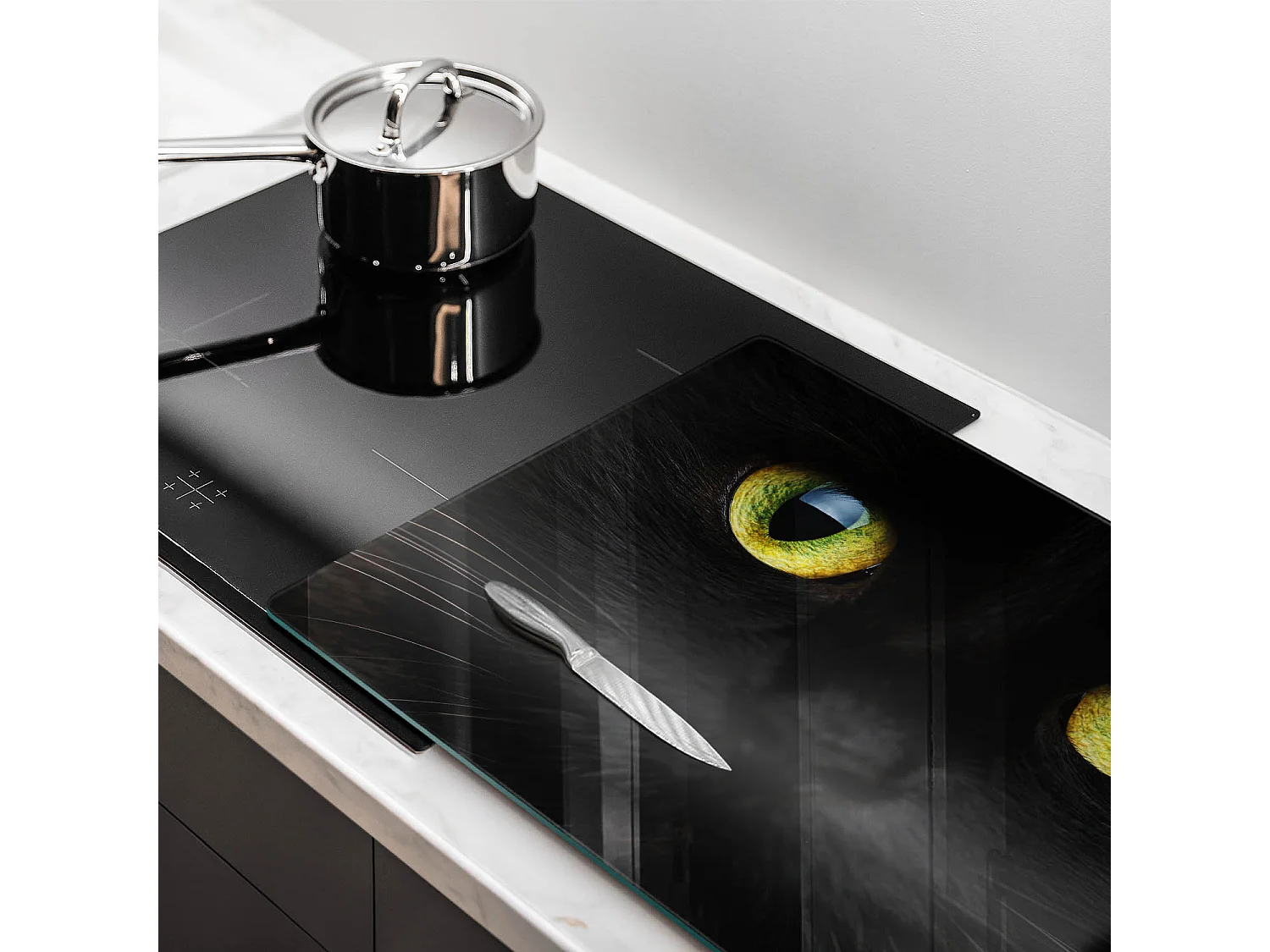 Planche de cuisine rectangulaire en verre, 80x52 cm Animal, yeux de chat