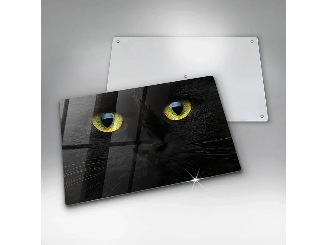 Planche de cuisine rectangulaire en verre, 80x52 cm Animal, yeux de chat