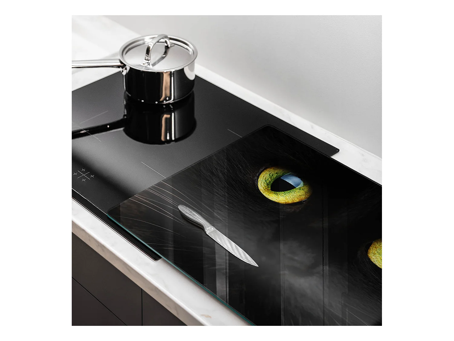 Planche de cuisine rectangulaire en verre, 80x52 cm Animal, yeux de chat