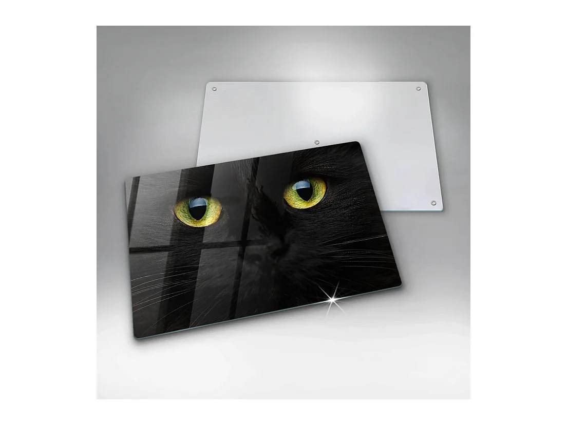 Planche de cuisine rectangulaire en verre, 80x52 cm Animal, yeux de chat