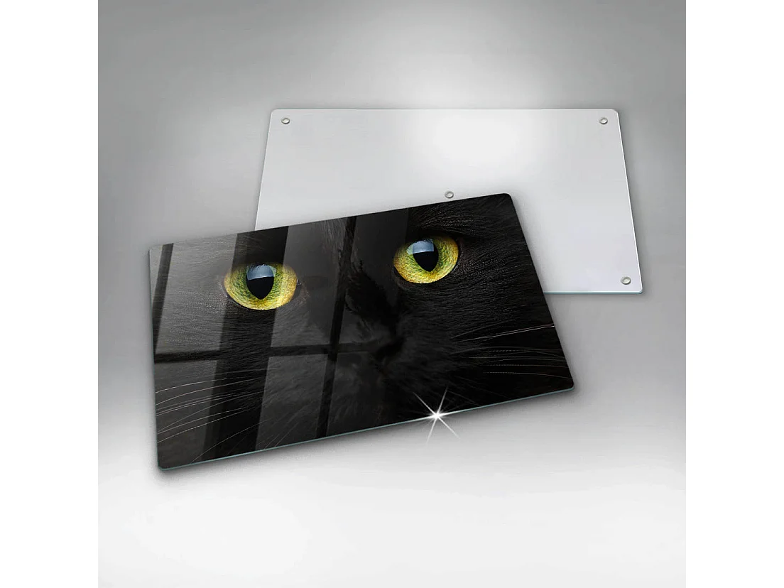 Planche de cuisine rectangulaire en verre, 52x30 cm Animal, yeux de chat