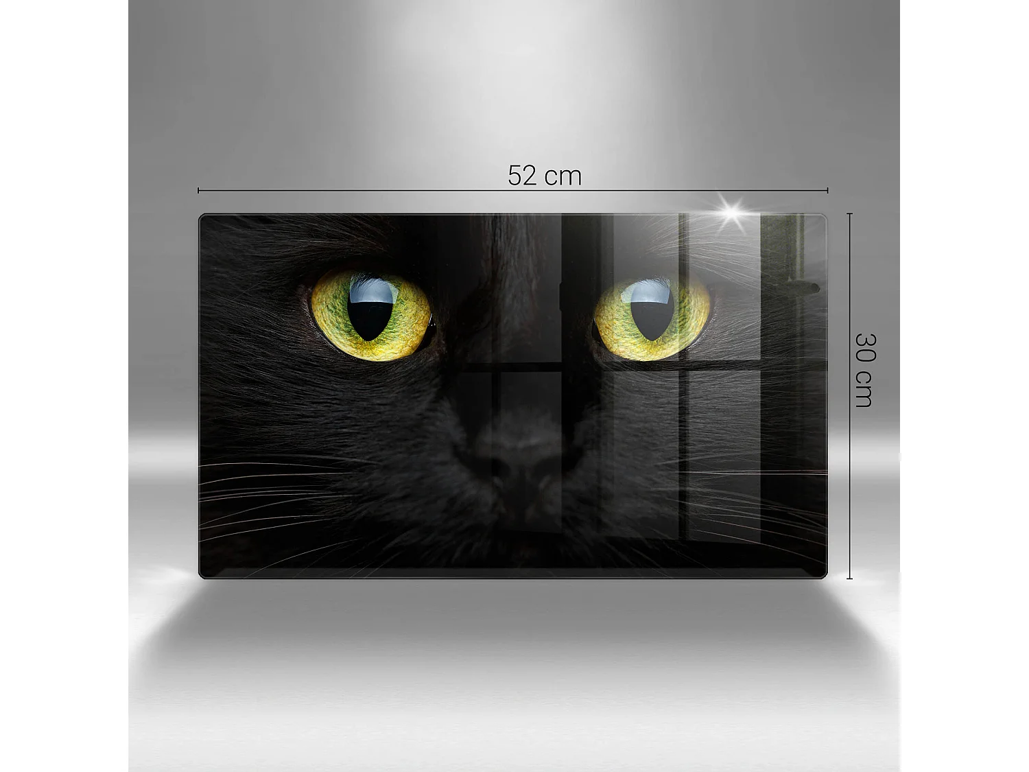 Planche de cuisine rectangulaire en verre, 52x30 cm Animal, yeux de chat