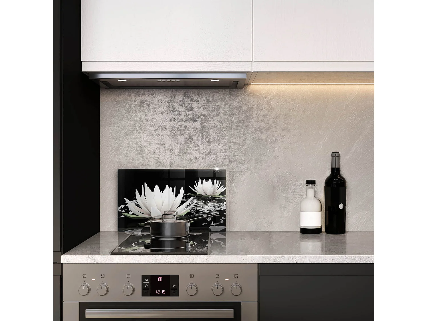 Planche de cuisine rectangulaire en verre, 52x30 cm Lys blancs sur l'eau