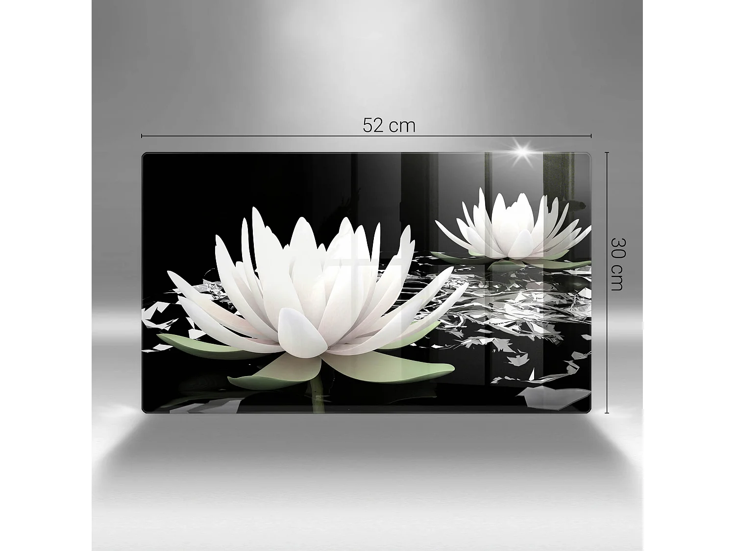 Planche de cuisine rectangulaire en verre, 52x30 cm Lys blancs sur l'eau