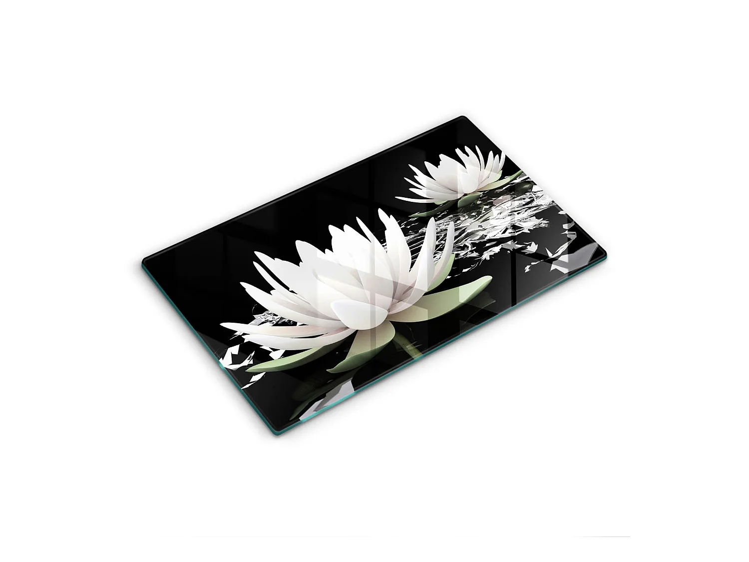 Planche de cuisine rectangulaire en verre, 52x30 cm Lys blancs sur l'eau