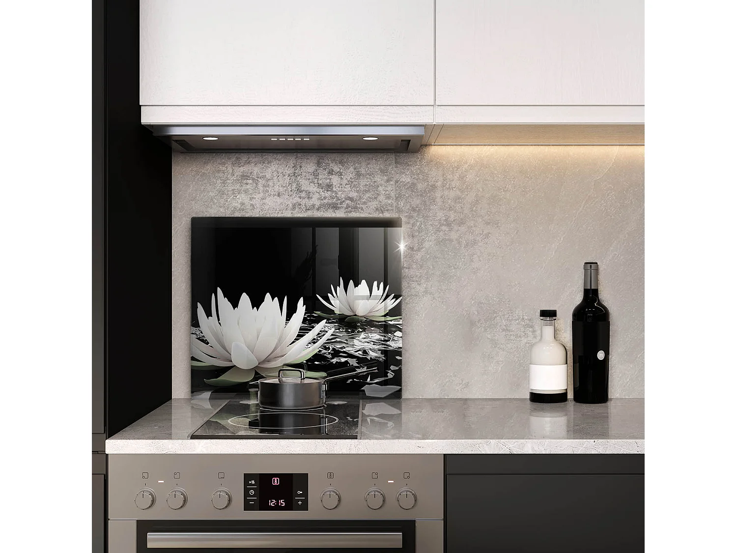 Planche de cuisine rectangulaire en verre, 60x52 cm Lys blancs sur l'eau