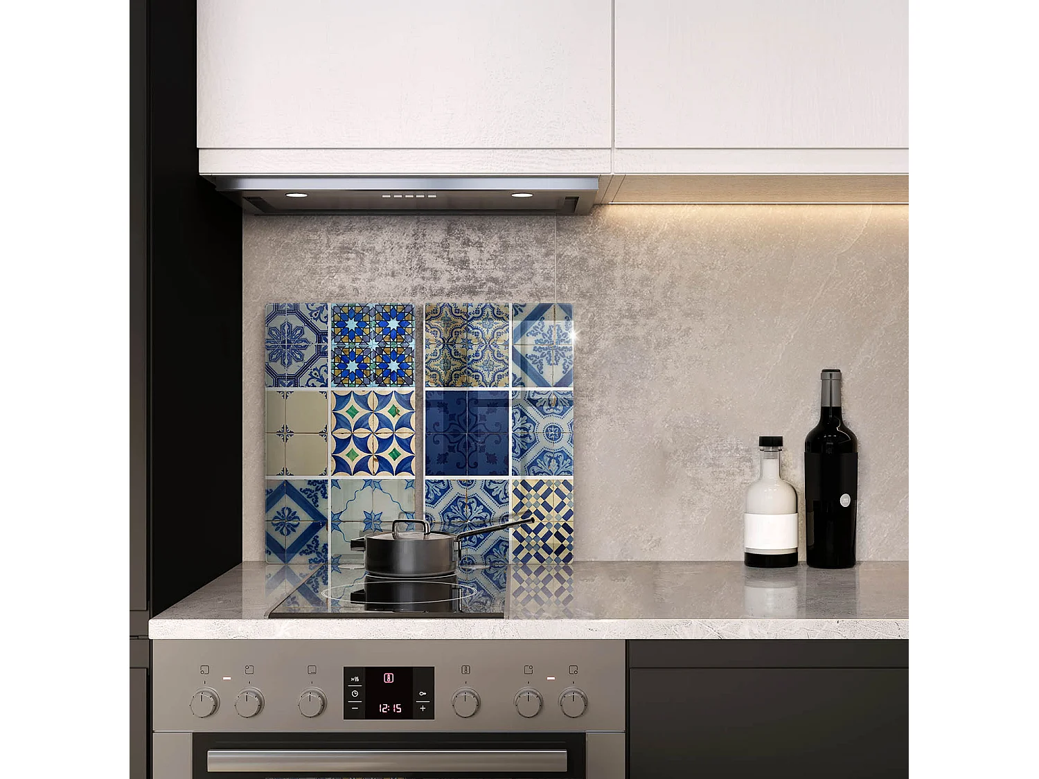 Rechteckiges Küchenbrett aus Glas, 2 Stück 30x52 cm, dekorative Fliesen