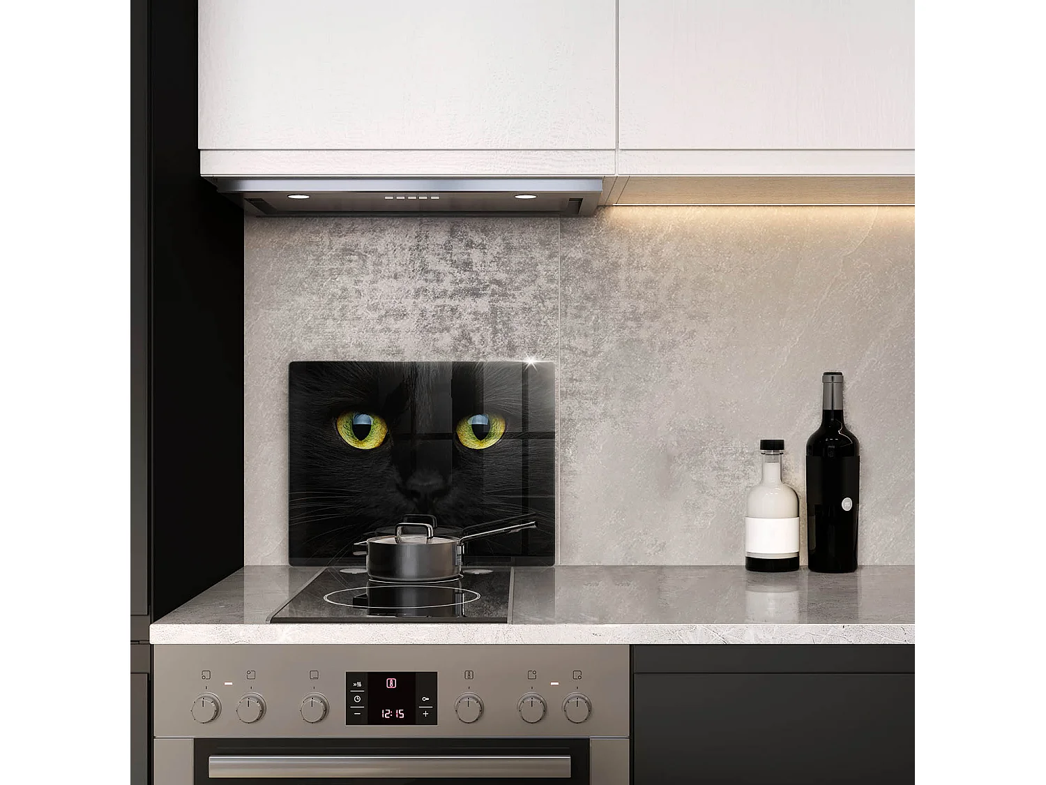 Rechteckiges Küchenbrett aus Glas, 52x40 cm Tier, Katzenaugen