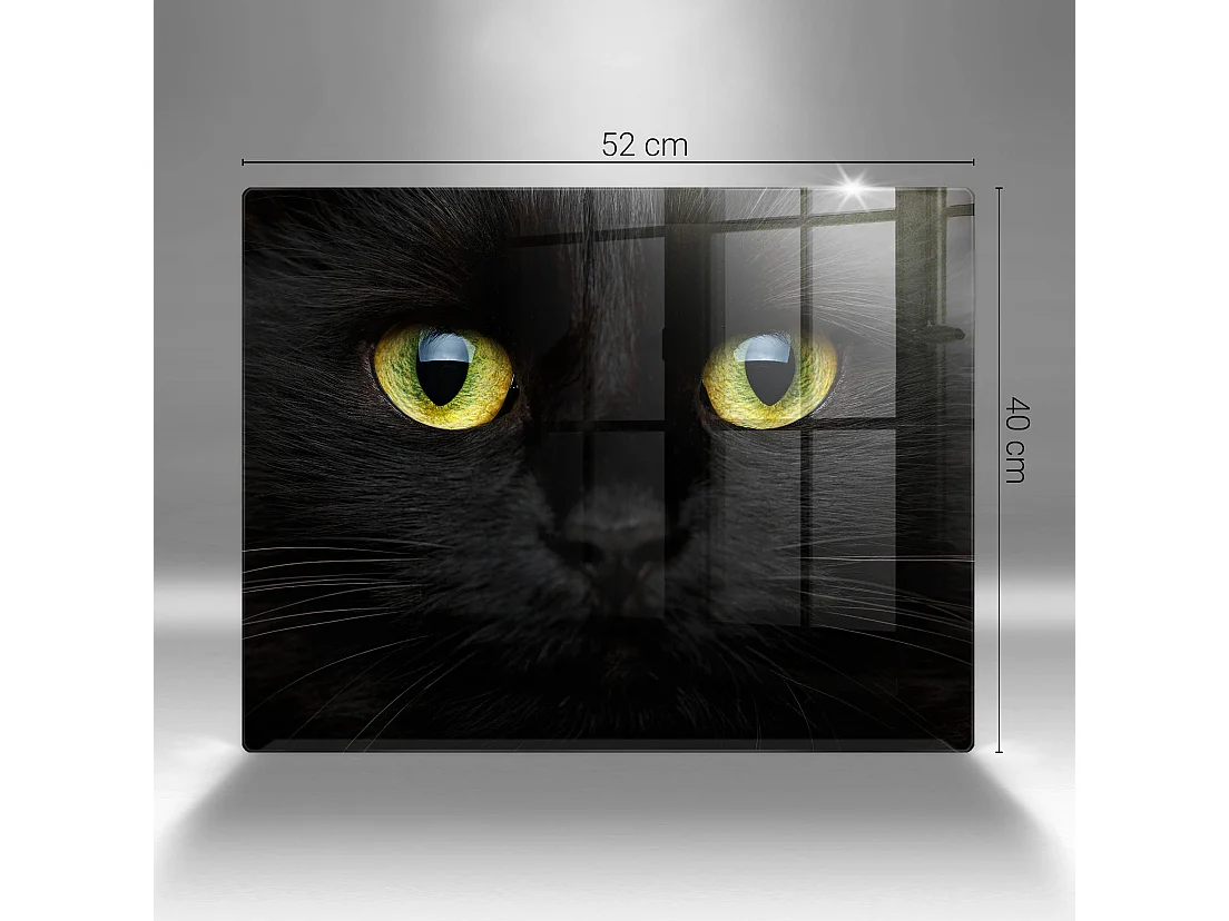 Rechteckiges Küchenbrett aus Glas, 52x40 cm Tier, Katzenaugen