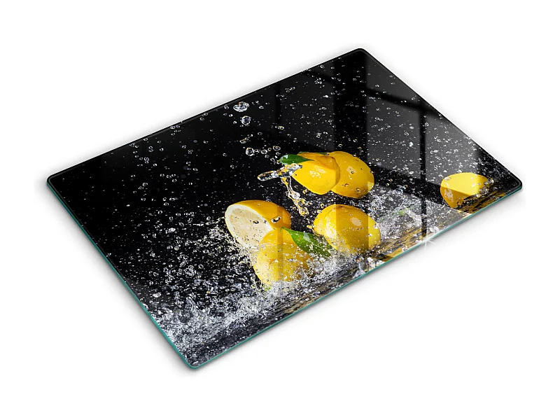 Rechteckiges Küchenbrett aus Glas, 80x52 cm Saftige Zitronenfrucht