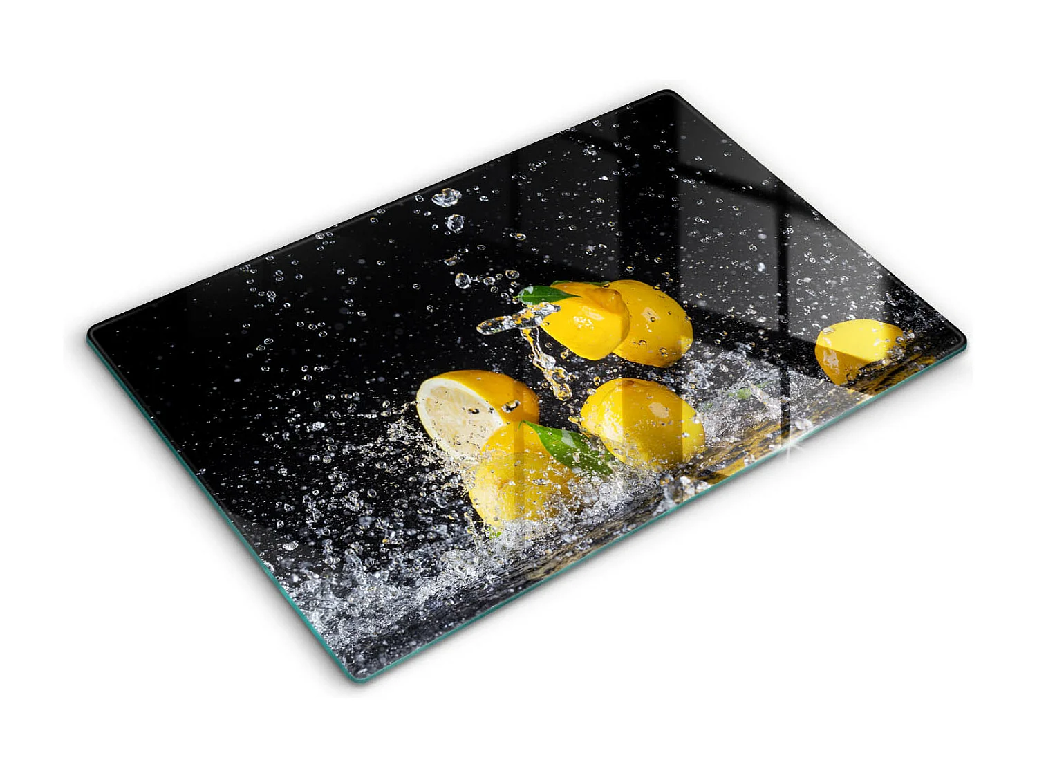 Rechteckiges Küchenbrett aus Glas, 80x52 cm Saftige Zitronenfrucht