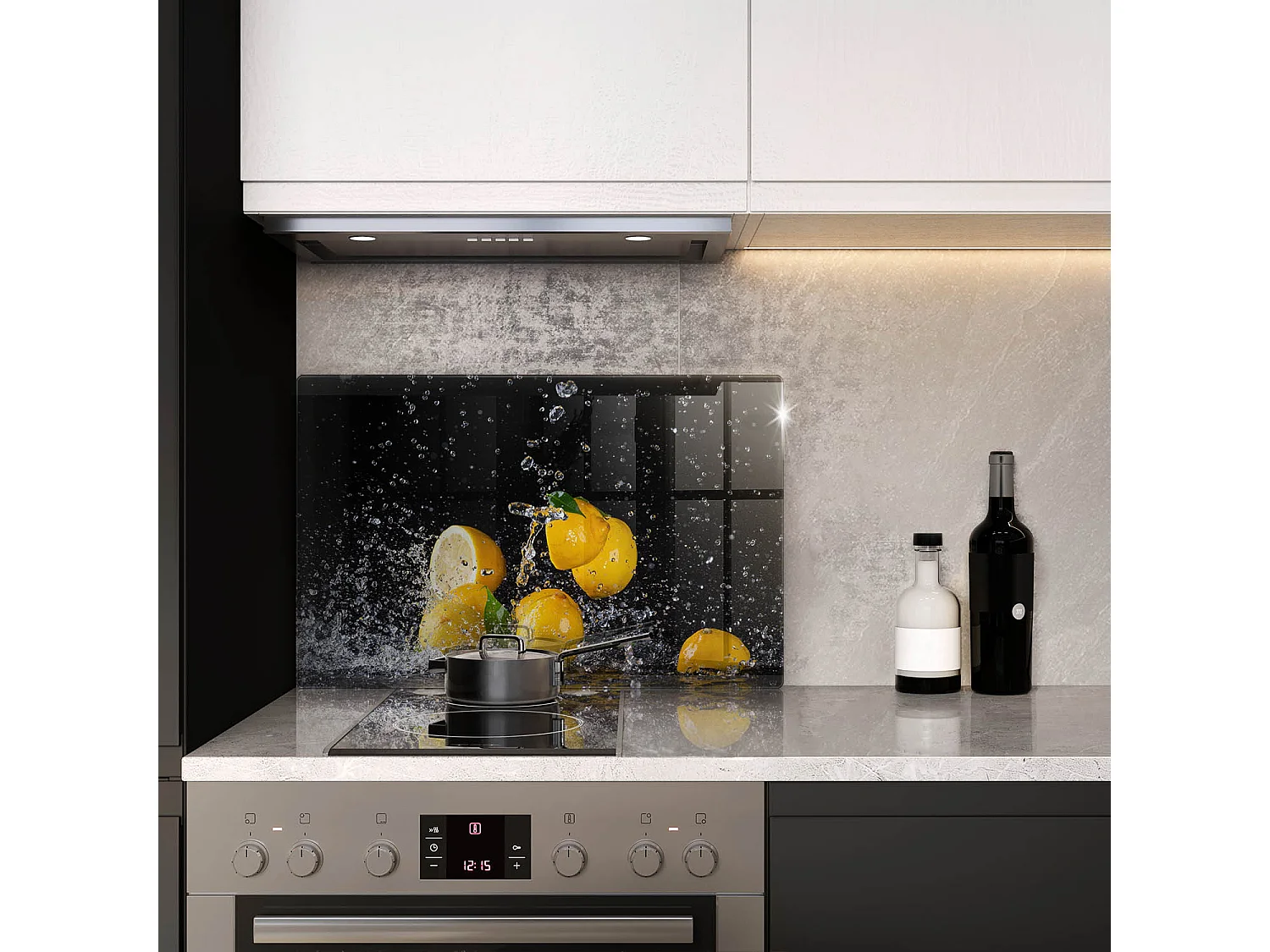 Rechteckiges Küchenbrett aus Glas, 80x52 cm Saftige Zitronenfrucht