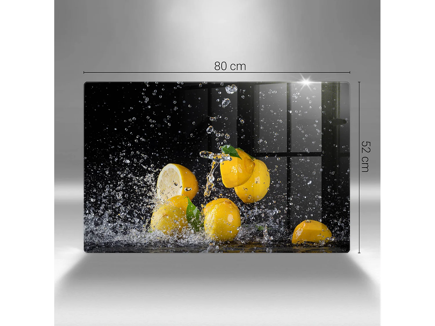 Rechteckiges Küchenbrett aus Glas, 80x52 cm Saftige Zitronenfrucht