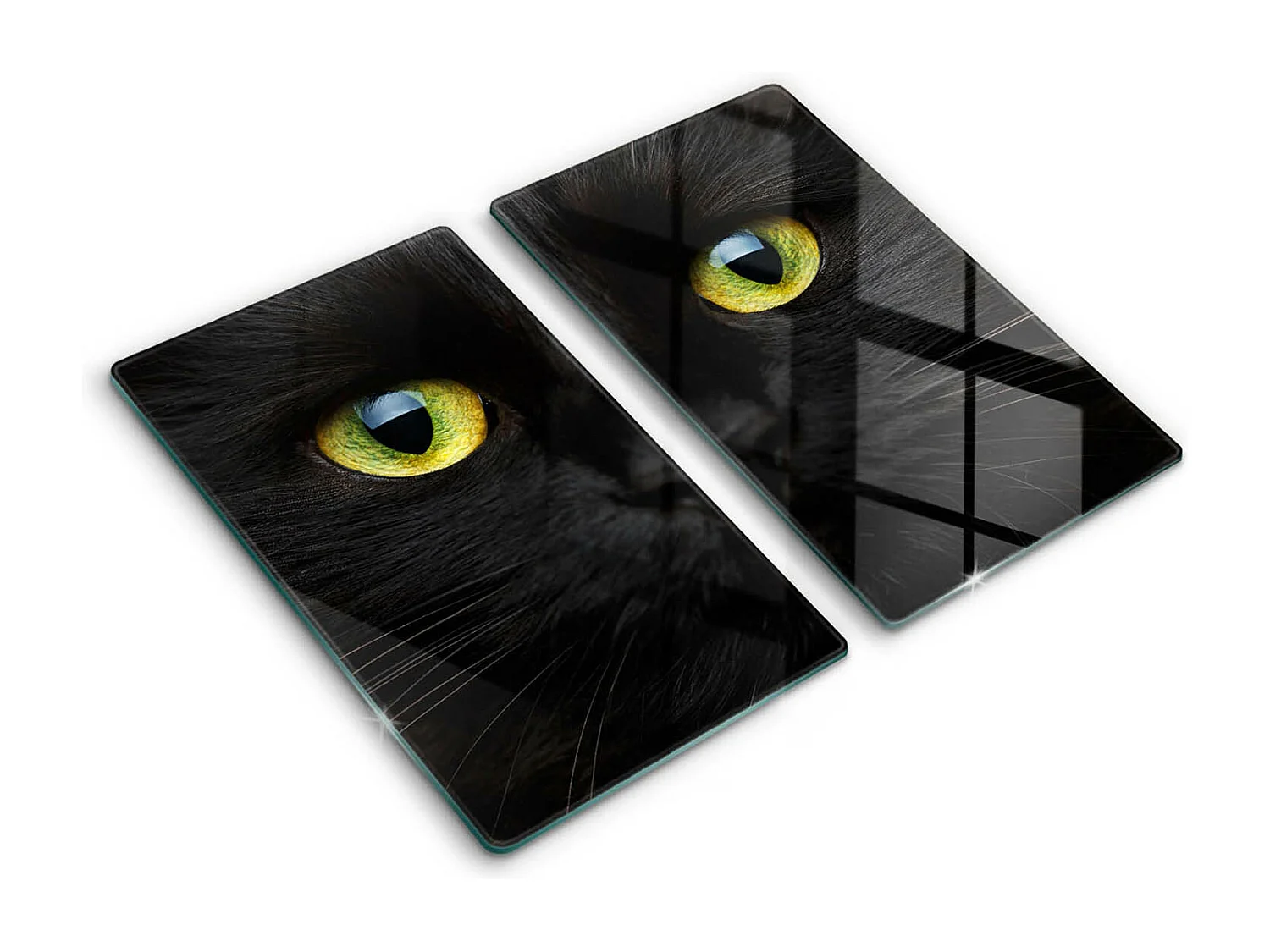 Planche de cuisine rectangulaire en verre, 2 pièces 30x52 cm Yeux de chat animaux