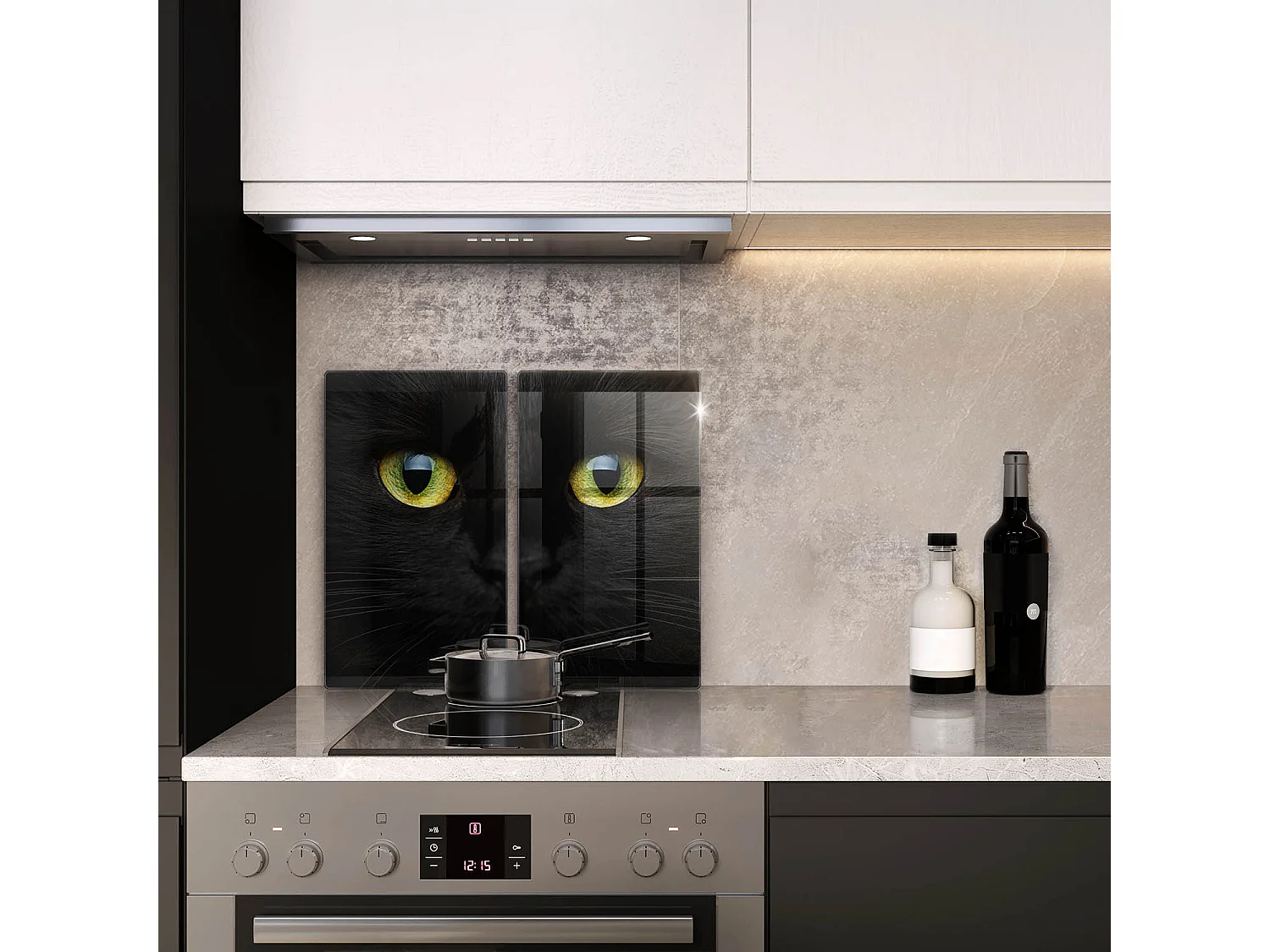 Planche de cuisine rectangulaire en verre, 2 pièces 30x52 cm Yeux de chat animaux