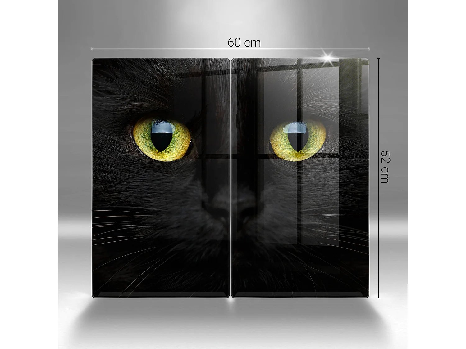 Planche de cuisine rectangulaire en verre, 2 pièces 30x52 cm Yeux de chat animaux