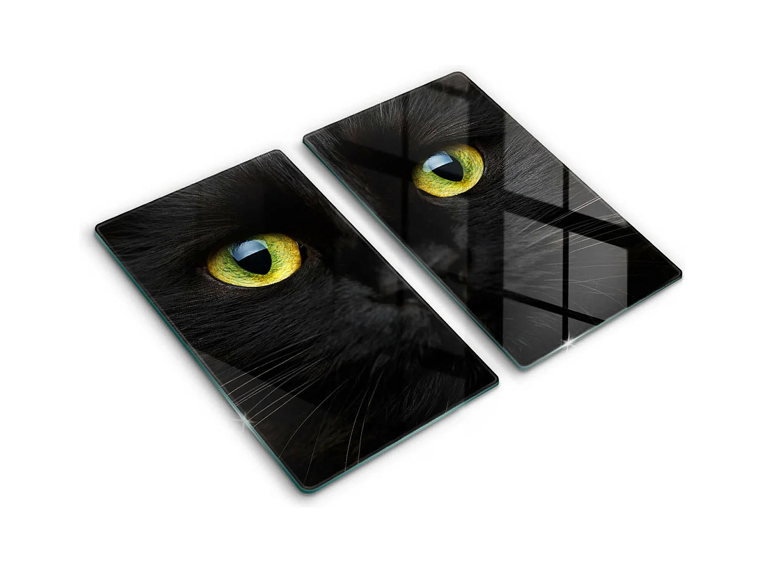 Planche de cuisine rectangulaire en verre, 2 pièces 30x52 cm Yeux de chat animaux