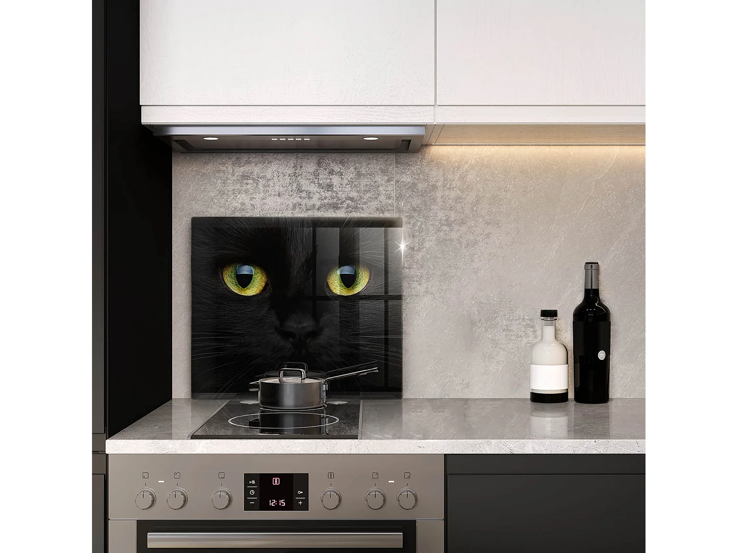 Rechteckiges Küchenbrett aus Glas, 60x52 cm Tier, Katzenaugen