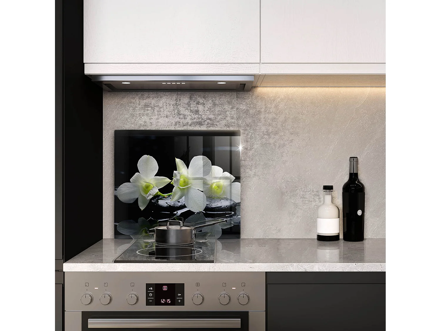 Planche de cuisine rectangulaire en verre, 60x52 cm Fleurs blanches dans l'eau zen