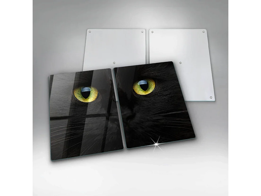 Planche de cuisine rectangulaire en verre, 2 pièces 40x52 cm Yeux de chat animaux