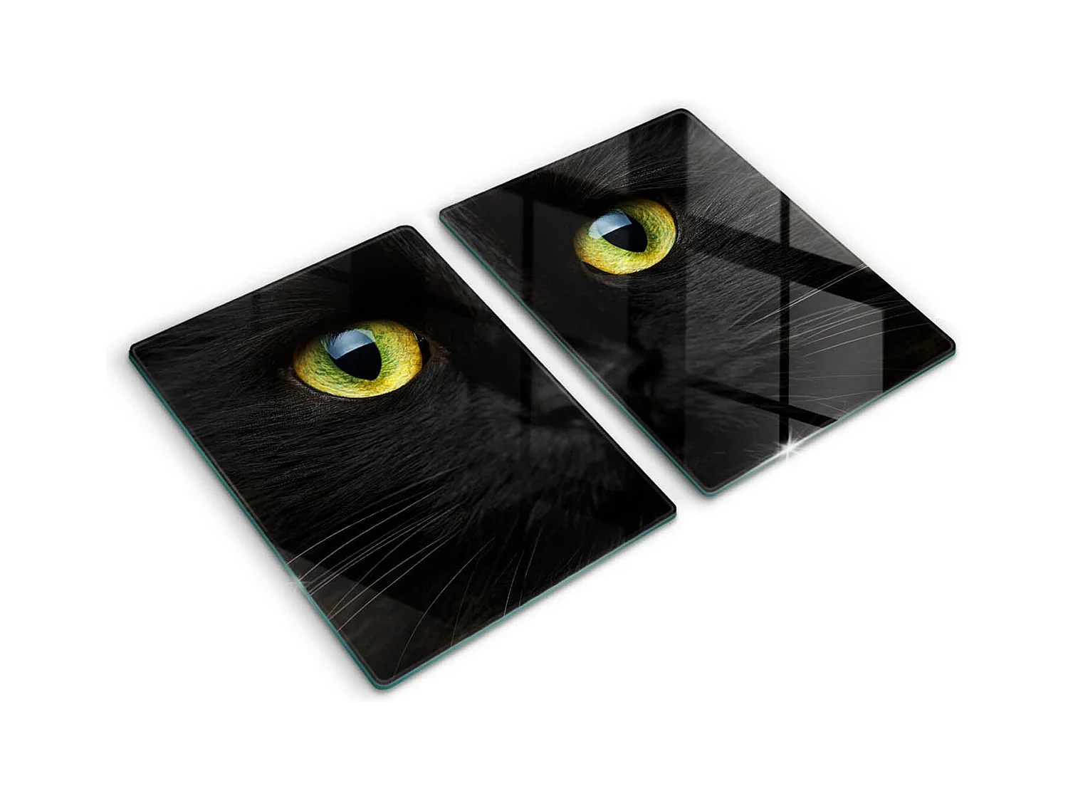 Planche de cuisine rectangulaire en verre, 2 pièces 40x52 cm Yeux de chat animaux