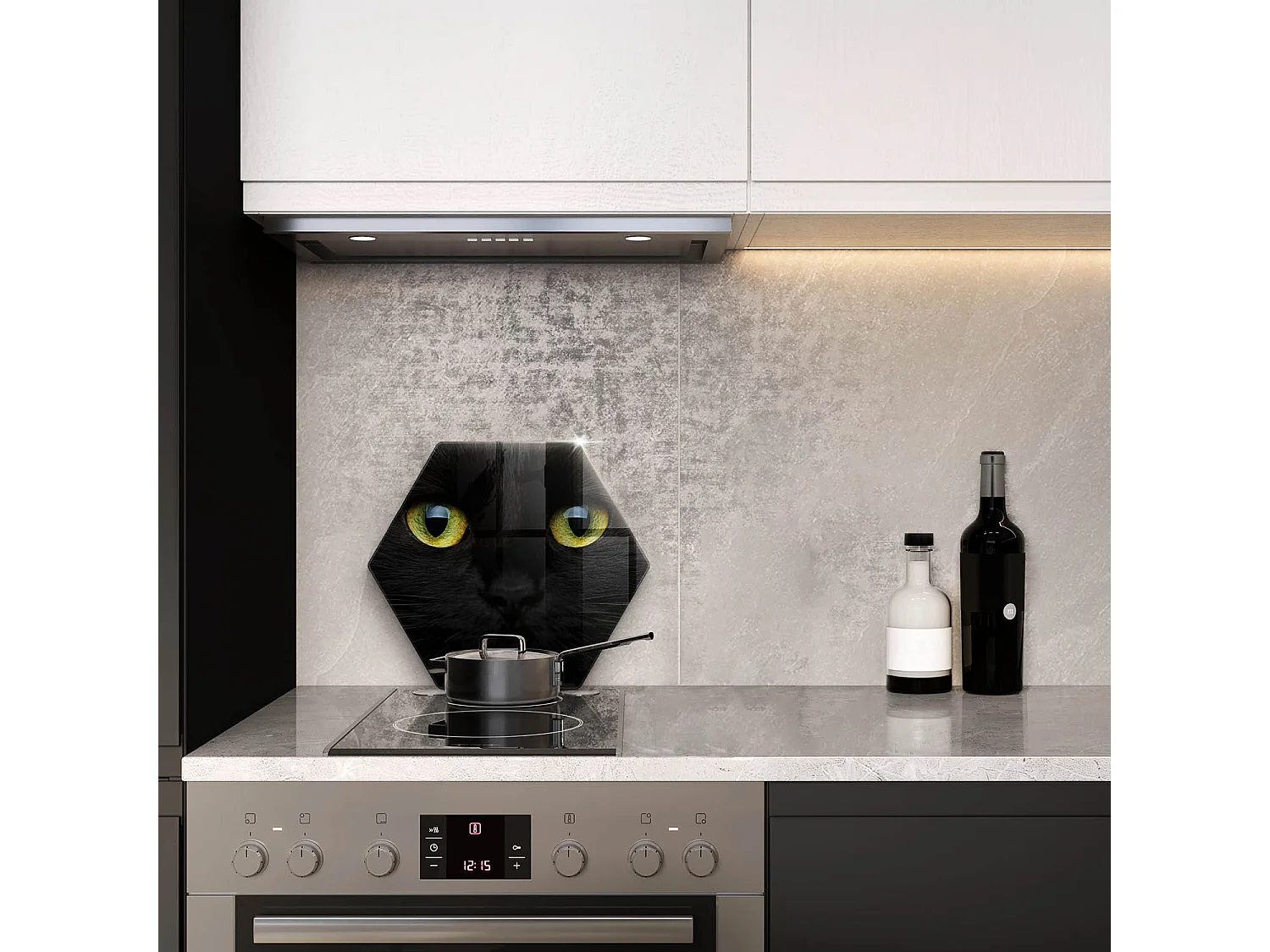 Sechseckiges Küchenbrett aus Glas, 40 cm Tier, Katzenaugen