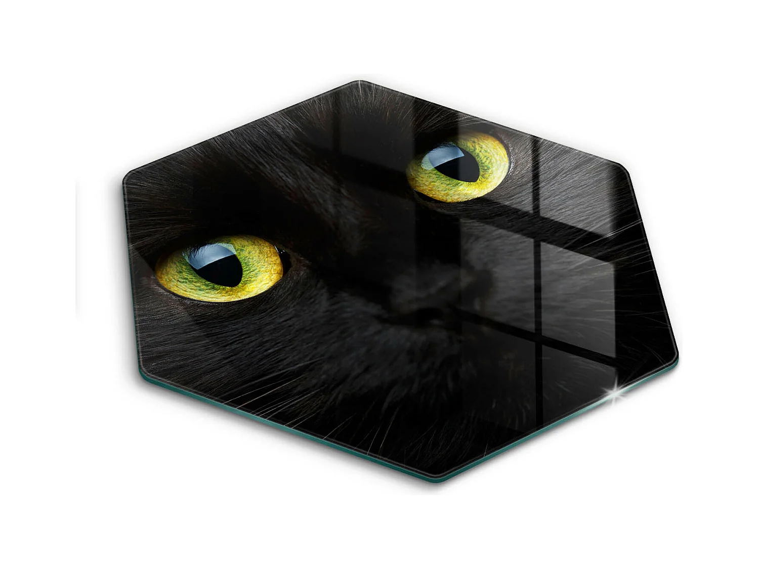 Planche de cuisine hexagonale en verre, 40 cm Animal, yeux de chat