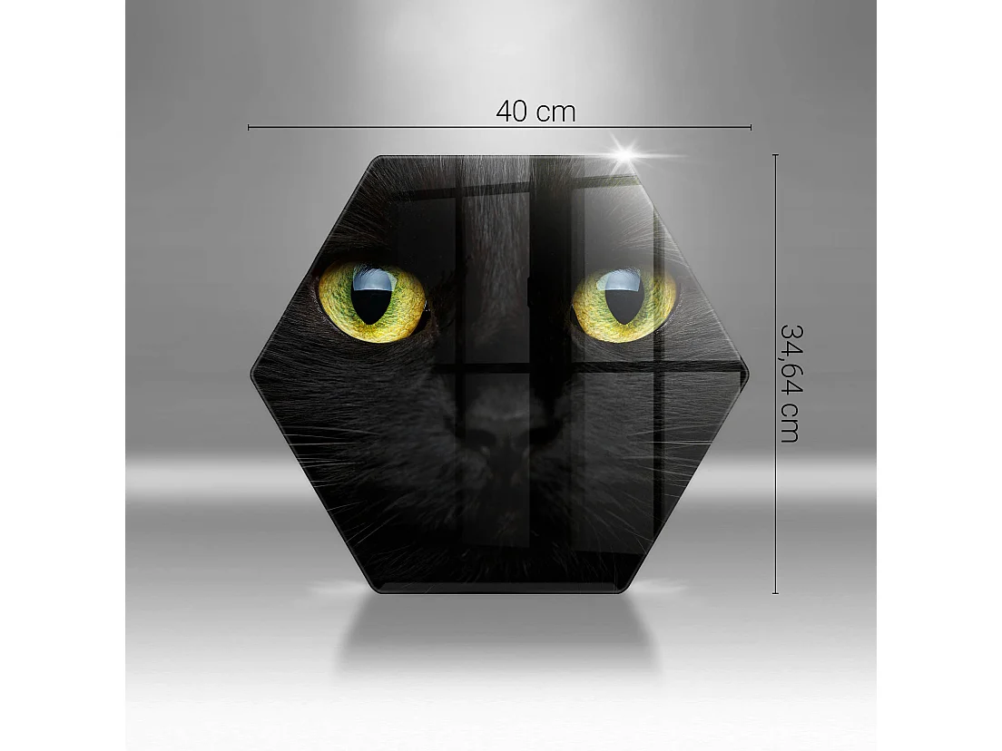 Sechseckiges Küchenbrett aus Glas, 40 cm Tier, Katzenaugen
