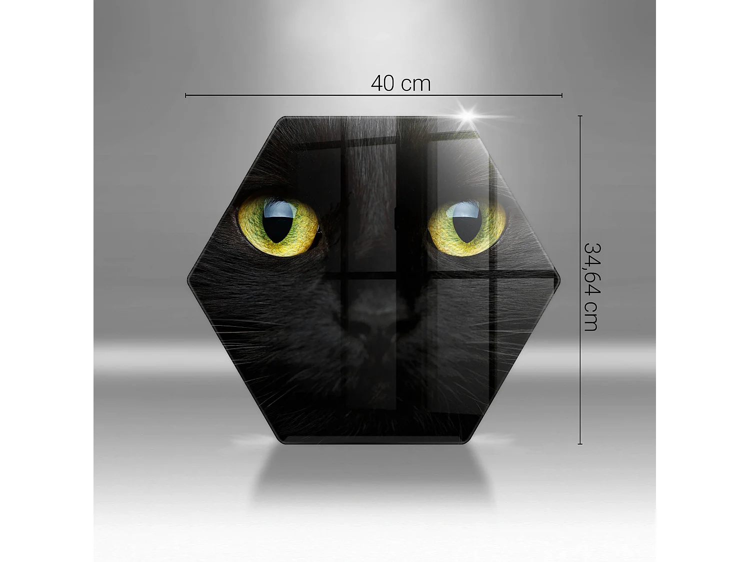 Sechseckiges Küchenbrett aus Glas, 40 cm Tier, Katzenaugen