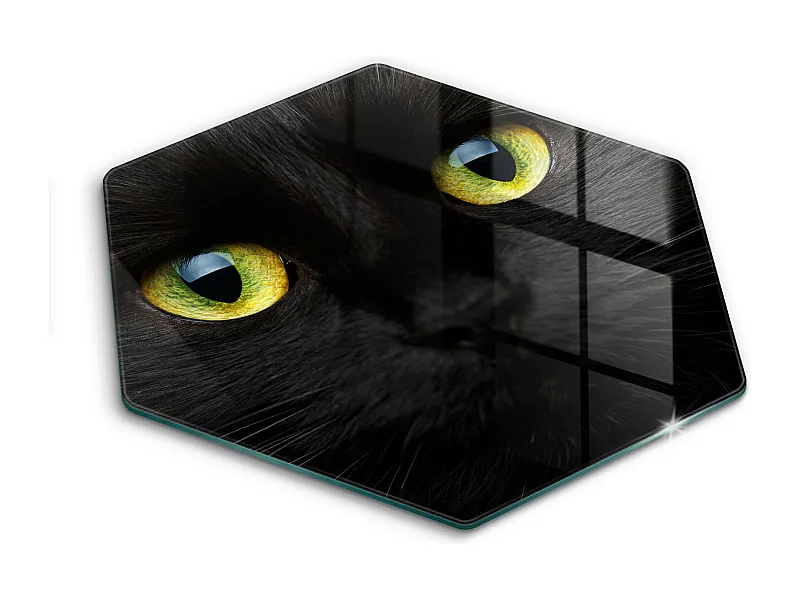 Sechseckiges Küchenbrett aus Glas, 40 cm Tier, Katzenaugen