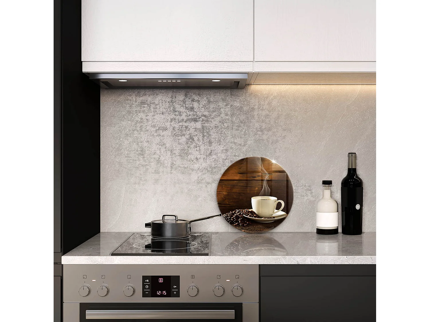 Planche de cuisine ronde en verre, 30 cm Tasse à café en bois