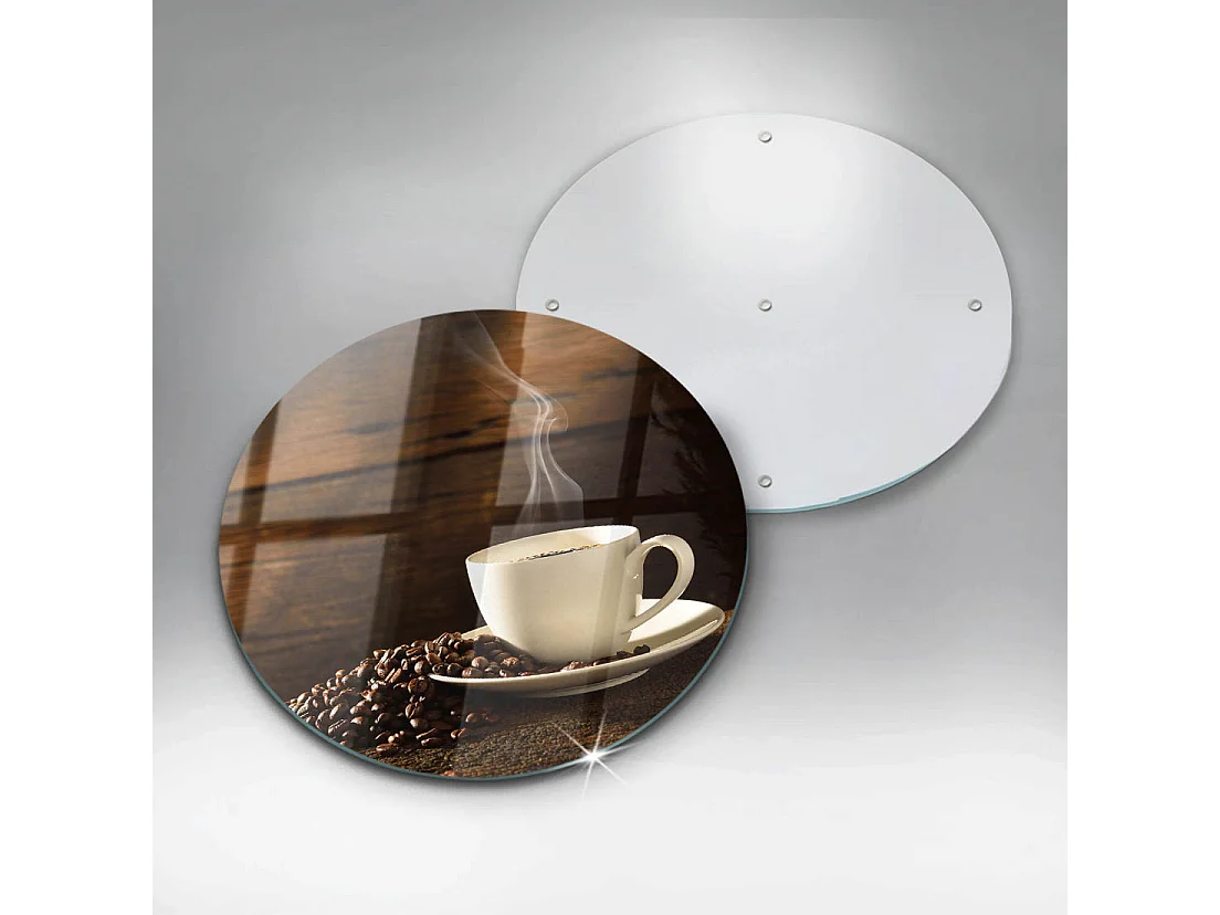 Planche de cuisine ronde en verre, 30 cm Tasse à café en bois