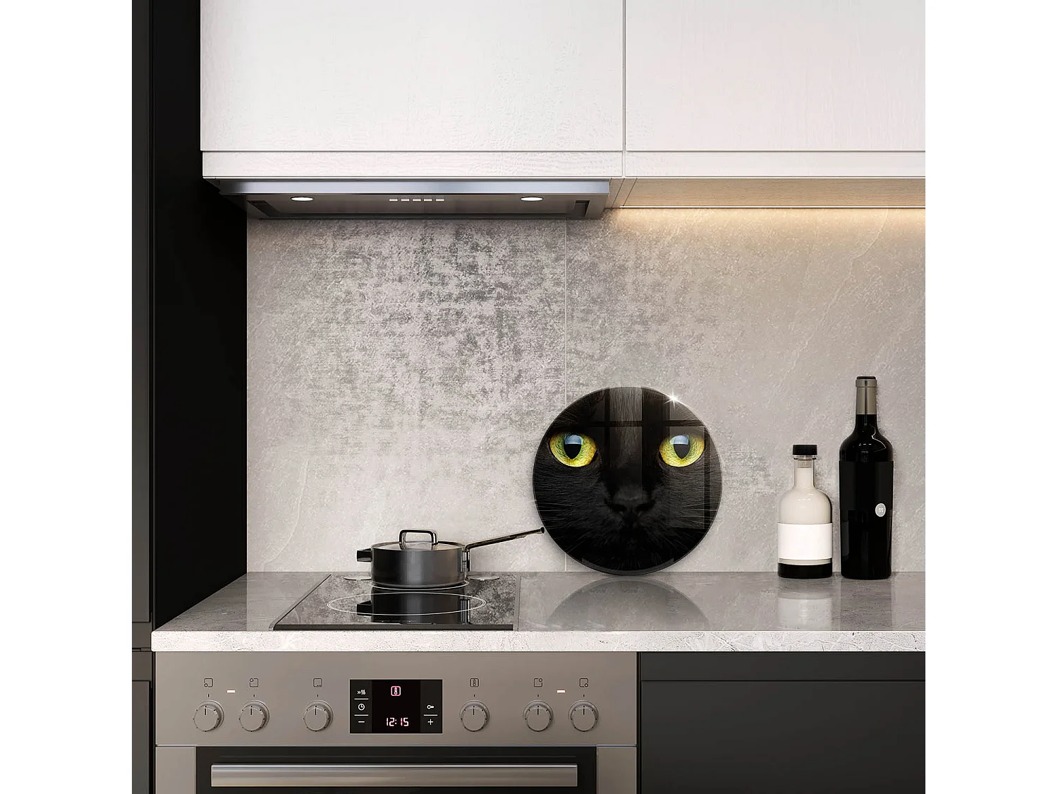 Planche de cuisine ronde en verre, 30 cm Animal, yeux de chat