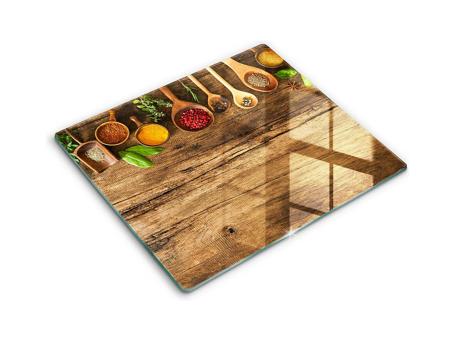 Planche de cuisine rectangulaire en verre, 60x52 cm Cuillères en bois pour épices