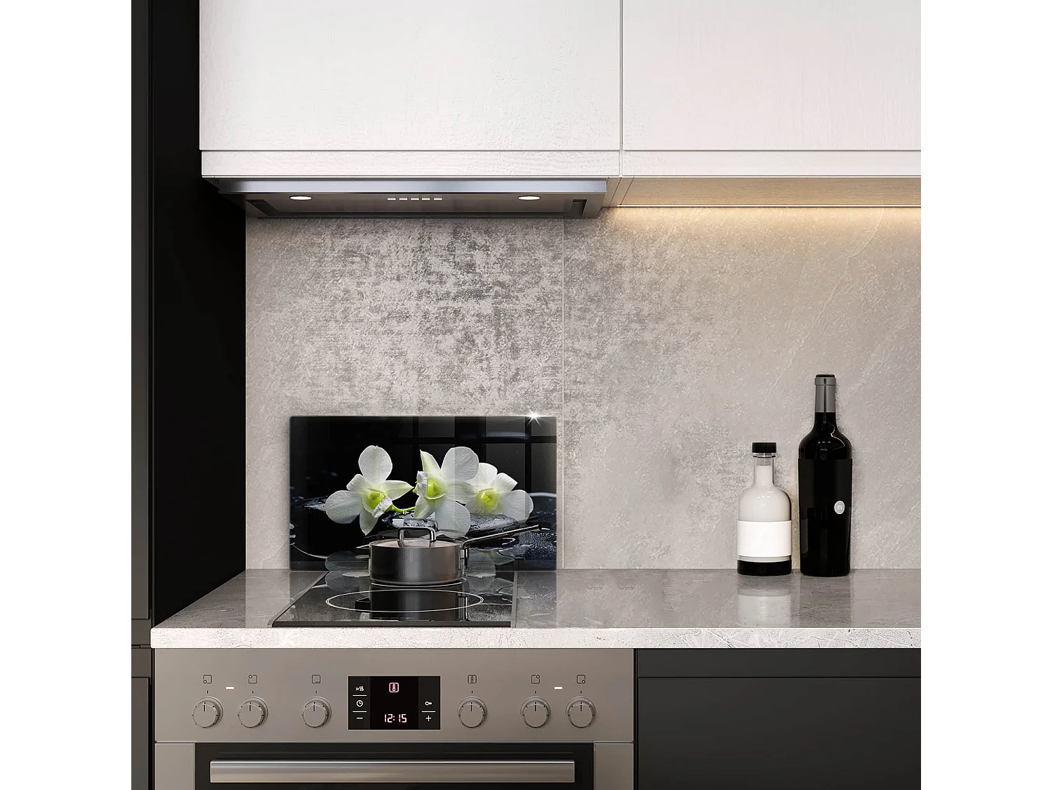 Planche de cuisine rectangulaire en verre, 52x30 cm Fleurs blanches dans l'eau zen