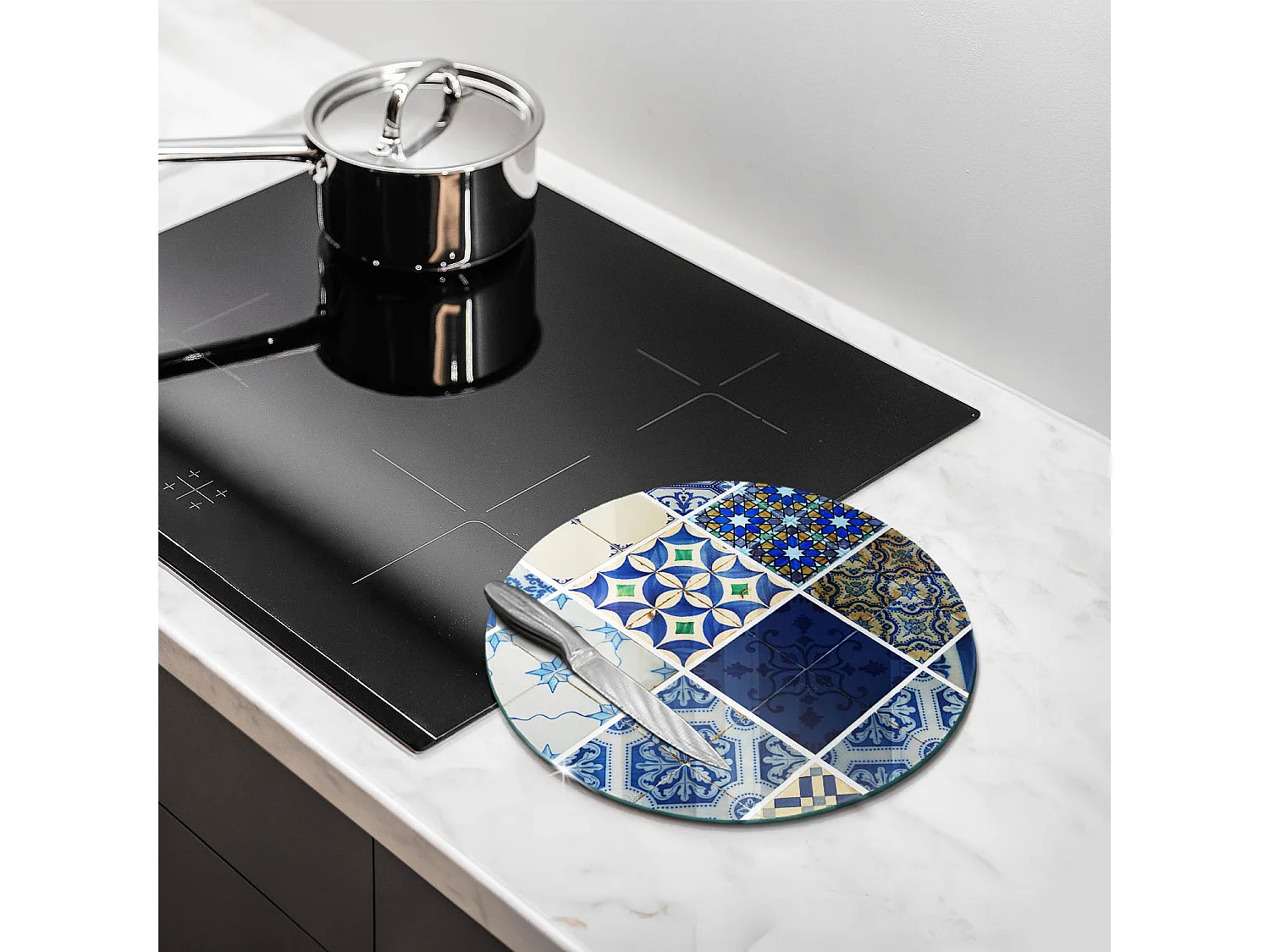 Planche de cuisine ronde en verre, 30 cm Carreaux décoratifs