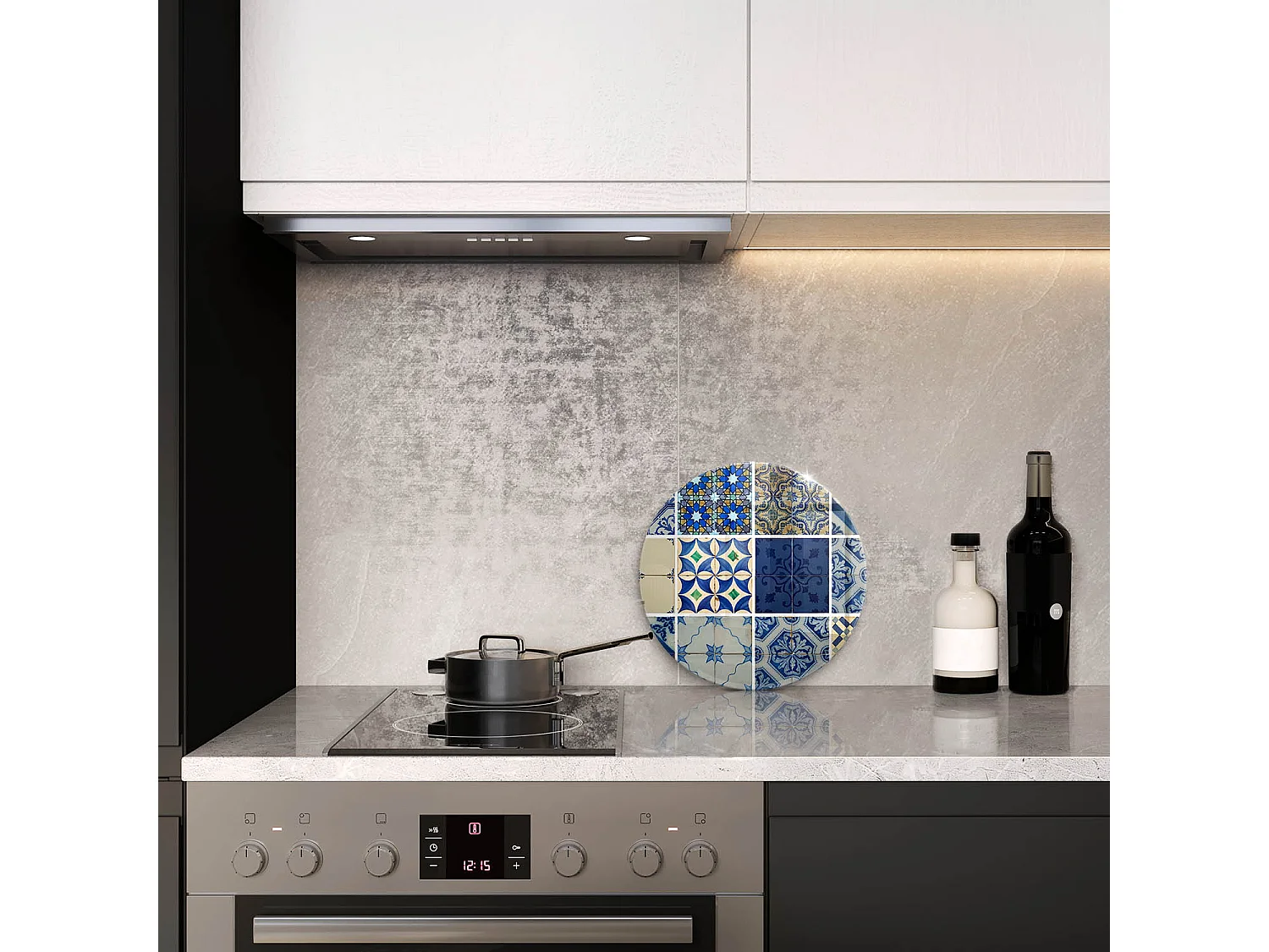 Planche de cuisine ronde en verre, 30 cm Carreaux décoratifs