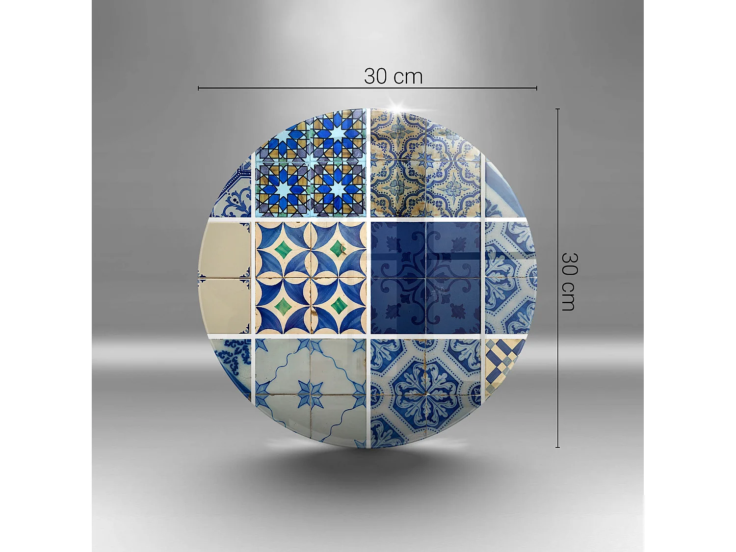 Planche de cuisine ronde en verre, 30 cm Carreaux décoratifs