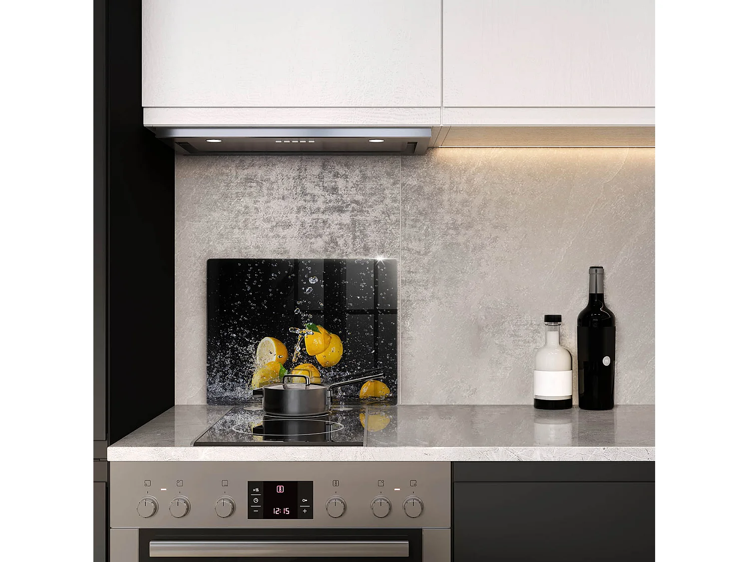 Rechteckiges Küchenbrett aus Glas, 52x40 cm Saftige Zitronenfrucht