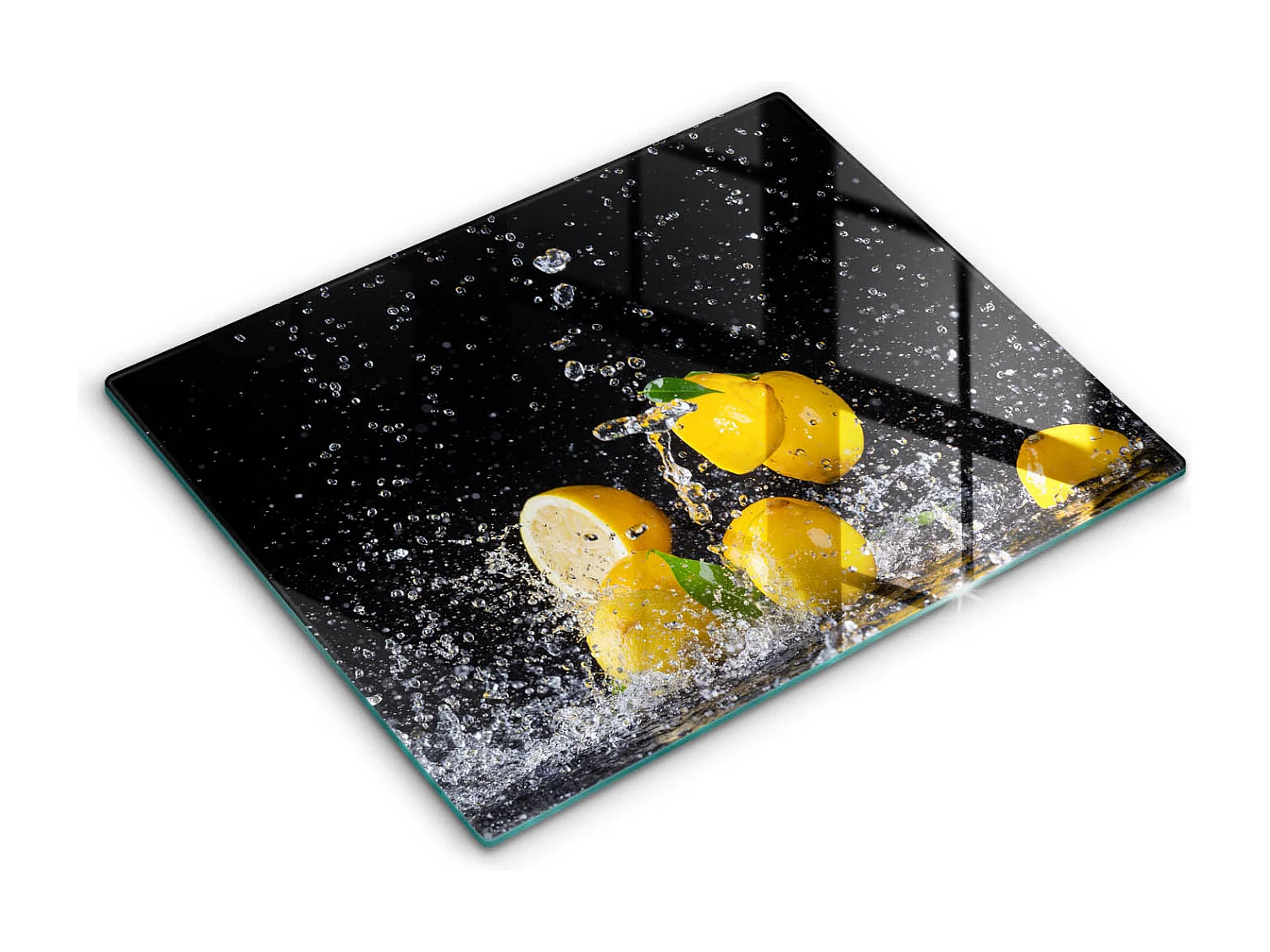 Rechteckiges Küchenbrett aus Glas, 52x40 cm Saftige Zitronenfrucht