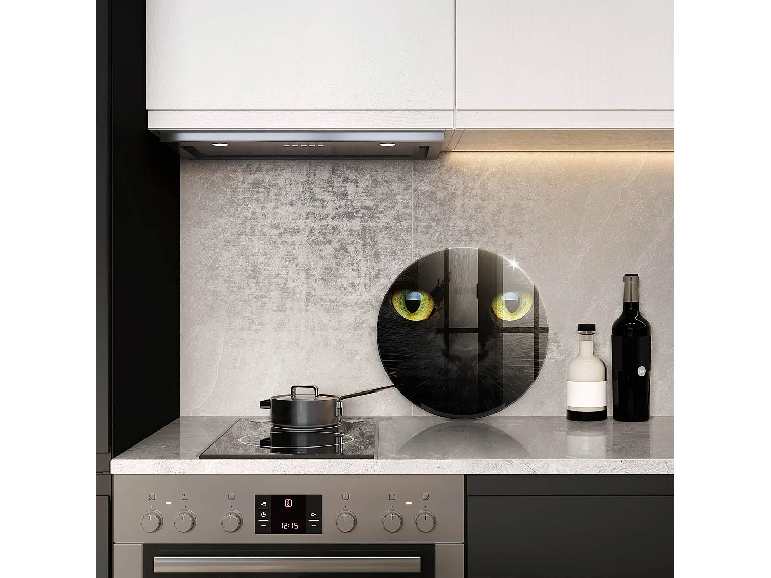 Planche de cuisine ronde en verre, 40 cm Animal, yeux de chat