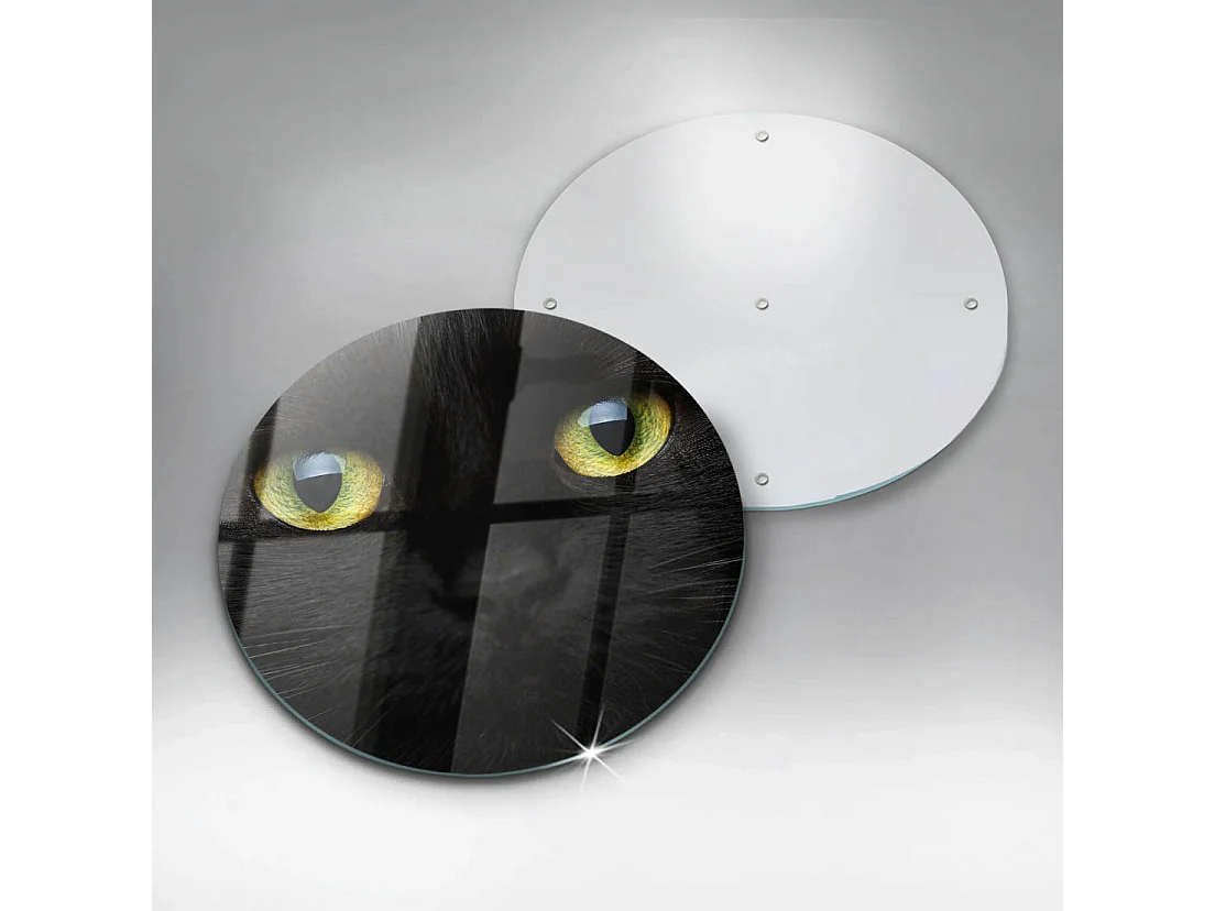 Planche de cuisine ronde en verre, 40 cm Animal, yeux de chat