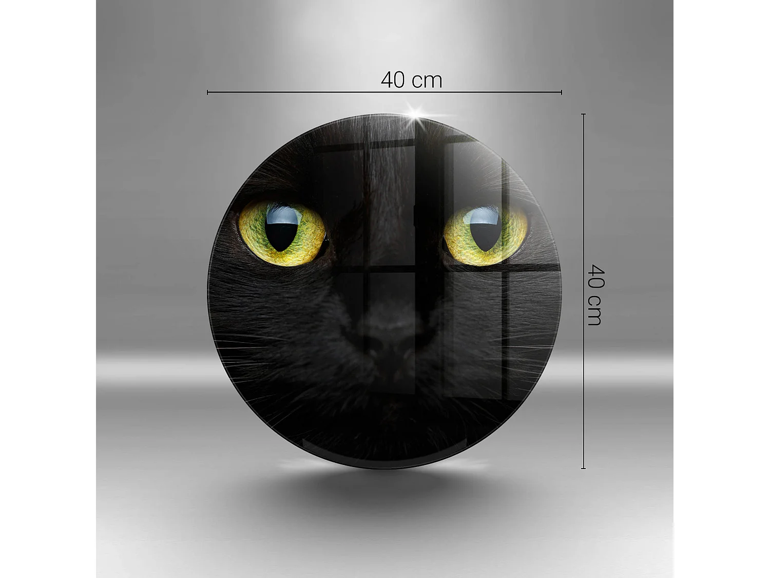 Planche de cuisine ronde en verre, 40 cm Animal, yeux de chat