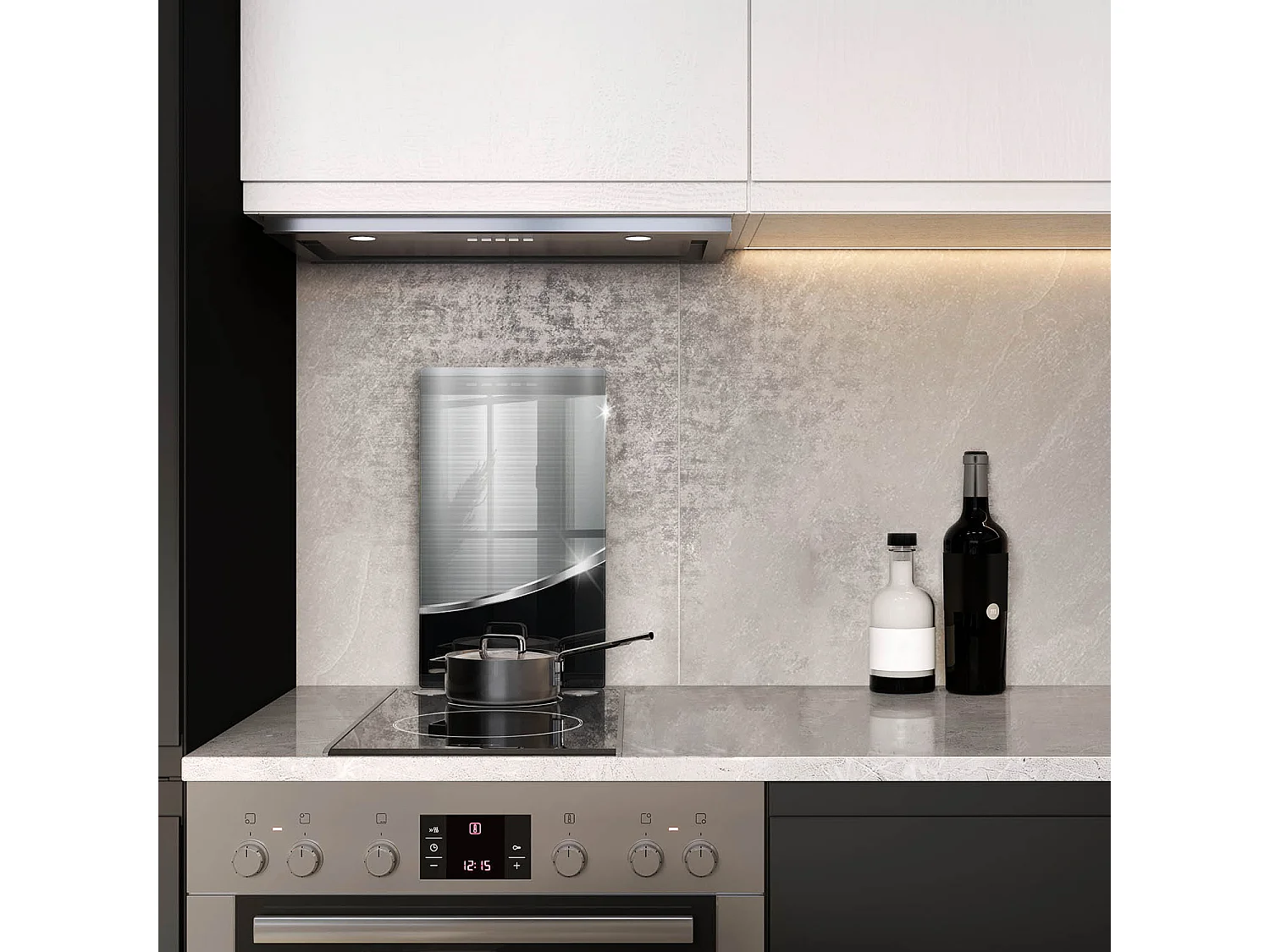 Planche de cuisine rectangulaire en verre, 30x52 cm Abstraction avec métal.