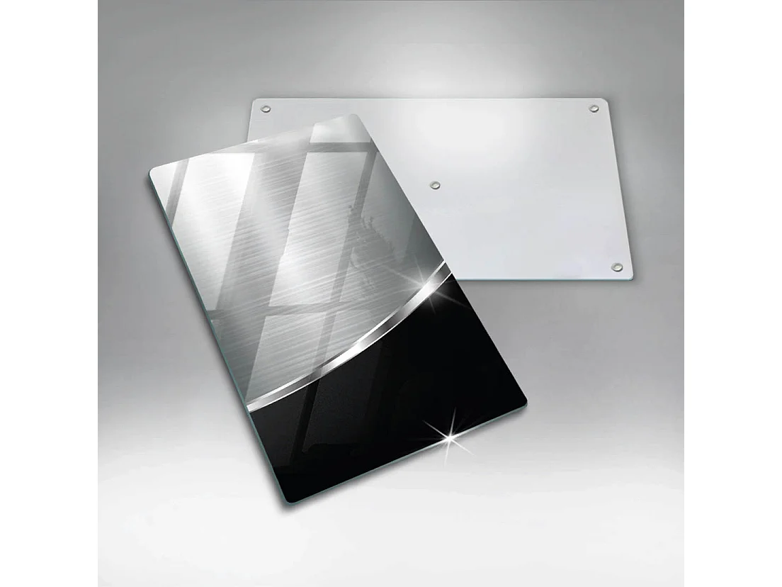 Planche de cuisine rectangulaire en verre, 30x52 cm Abstraction avec métal.
